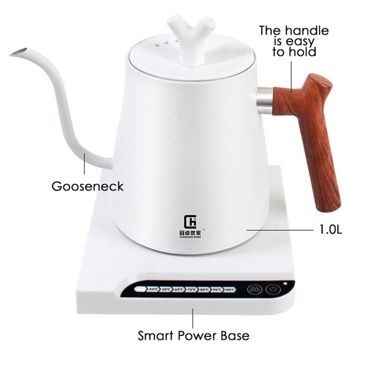 Gooseneck Spout Electric Kettle With Wooden Handle